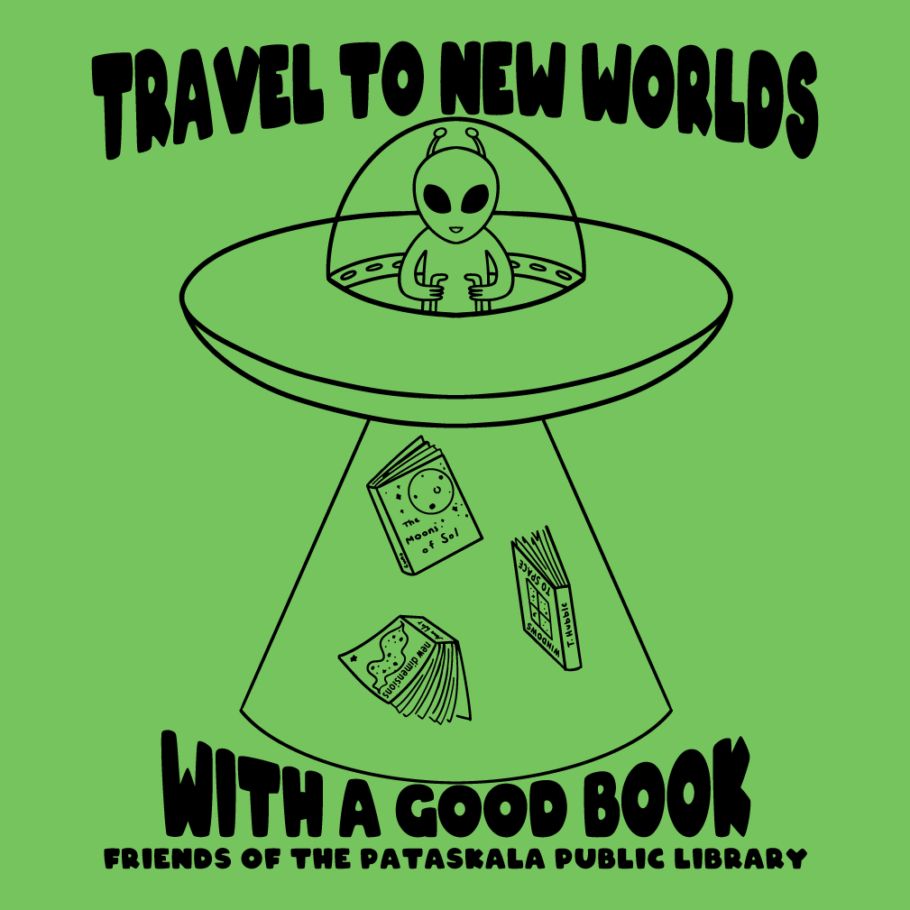 An image of a green background with an alien spaceship.